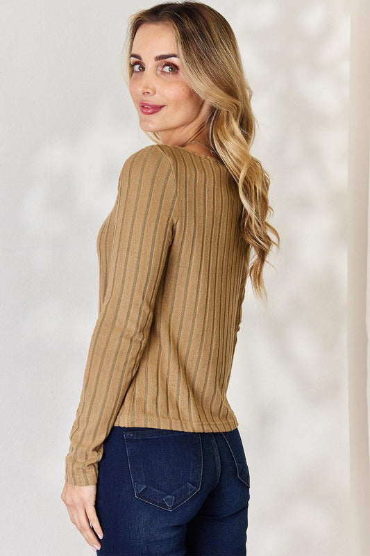 Basic Bae Full Size Ribbed Long Sleeve T-Shirt Carauana Store
