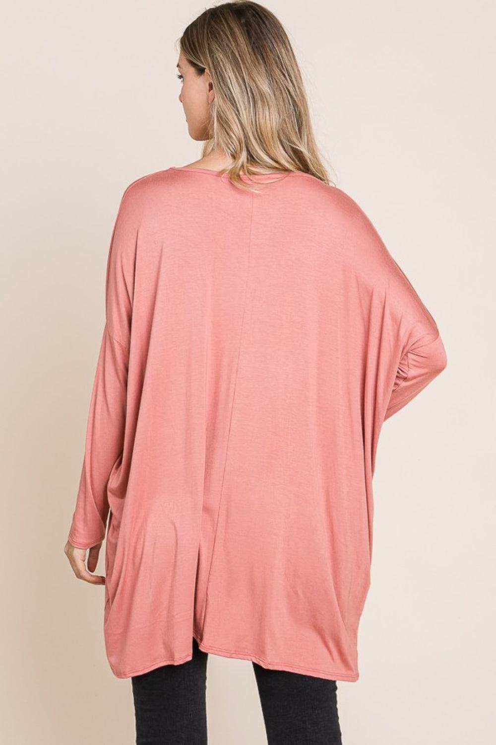 BOMBOM Round Neck Long Sleeve Oversized Top Carauana Store