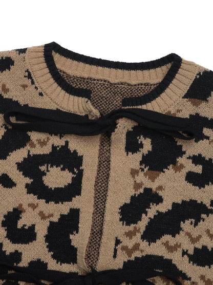 Perfee Tied Leopard Long Sleeve Cardigan Carauana Store