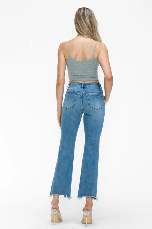 bytos Raw Hem Distressed Mid Rise Crop Jeans CaRaUaNa Fashion