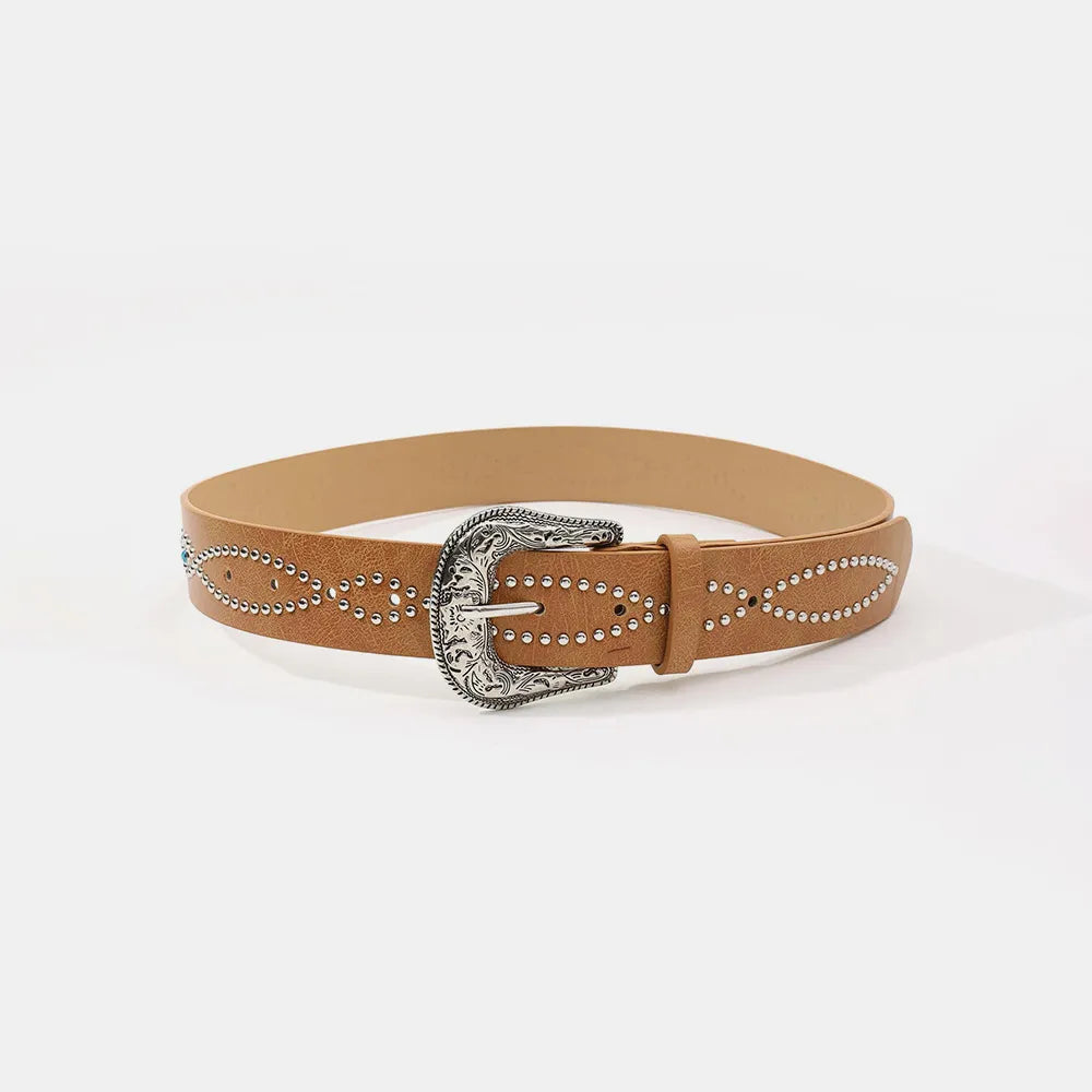 PU Leather Rhinestone Belt CaRaUaNa Fashion