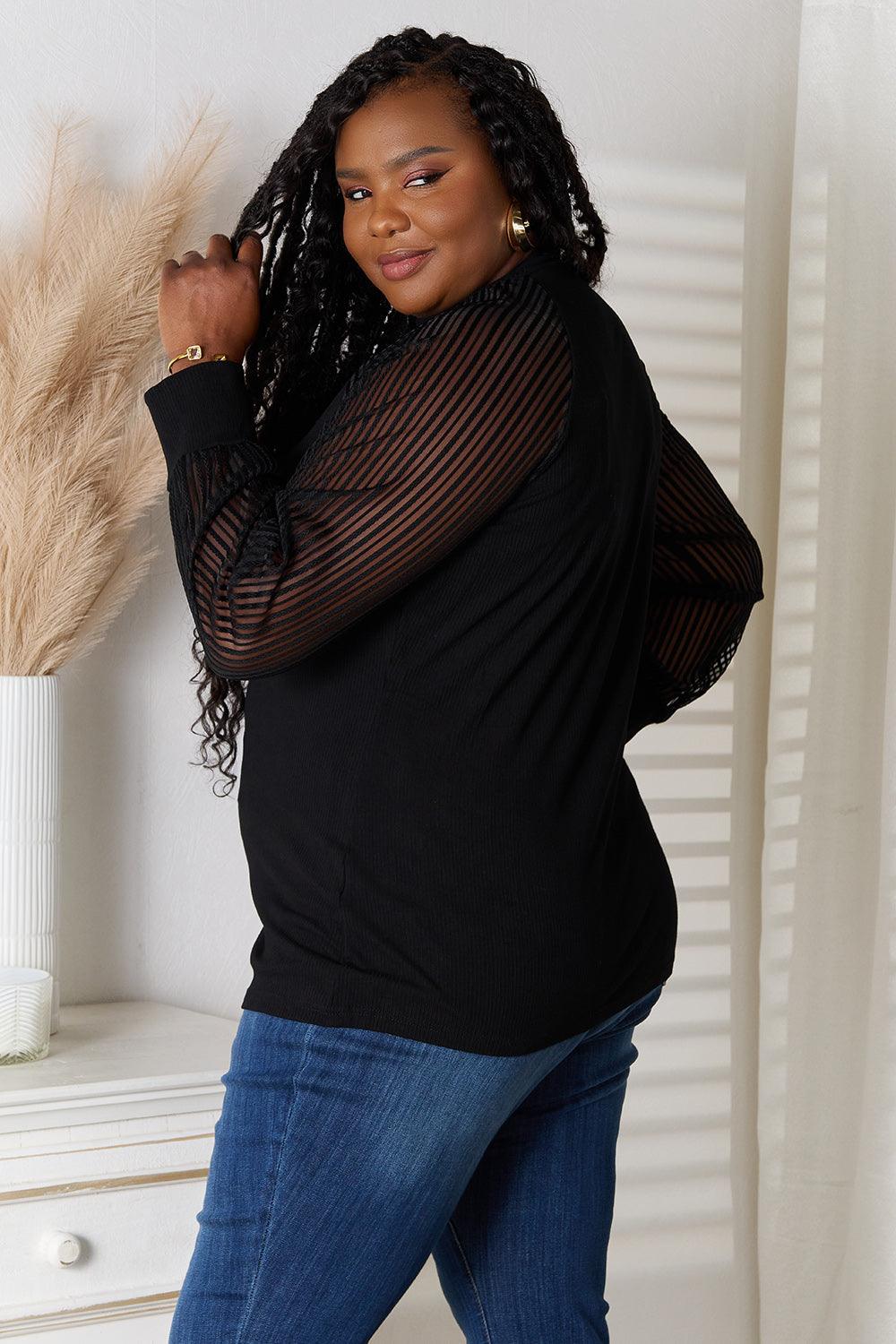 Double Take Round Neck Raglan Sleeve Blouse Carauana Store