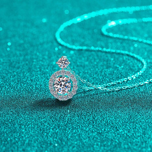 1 Carat Moissanite 925 Sterling Silver Necklace Carauana Store