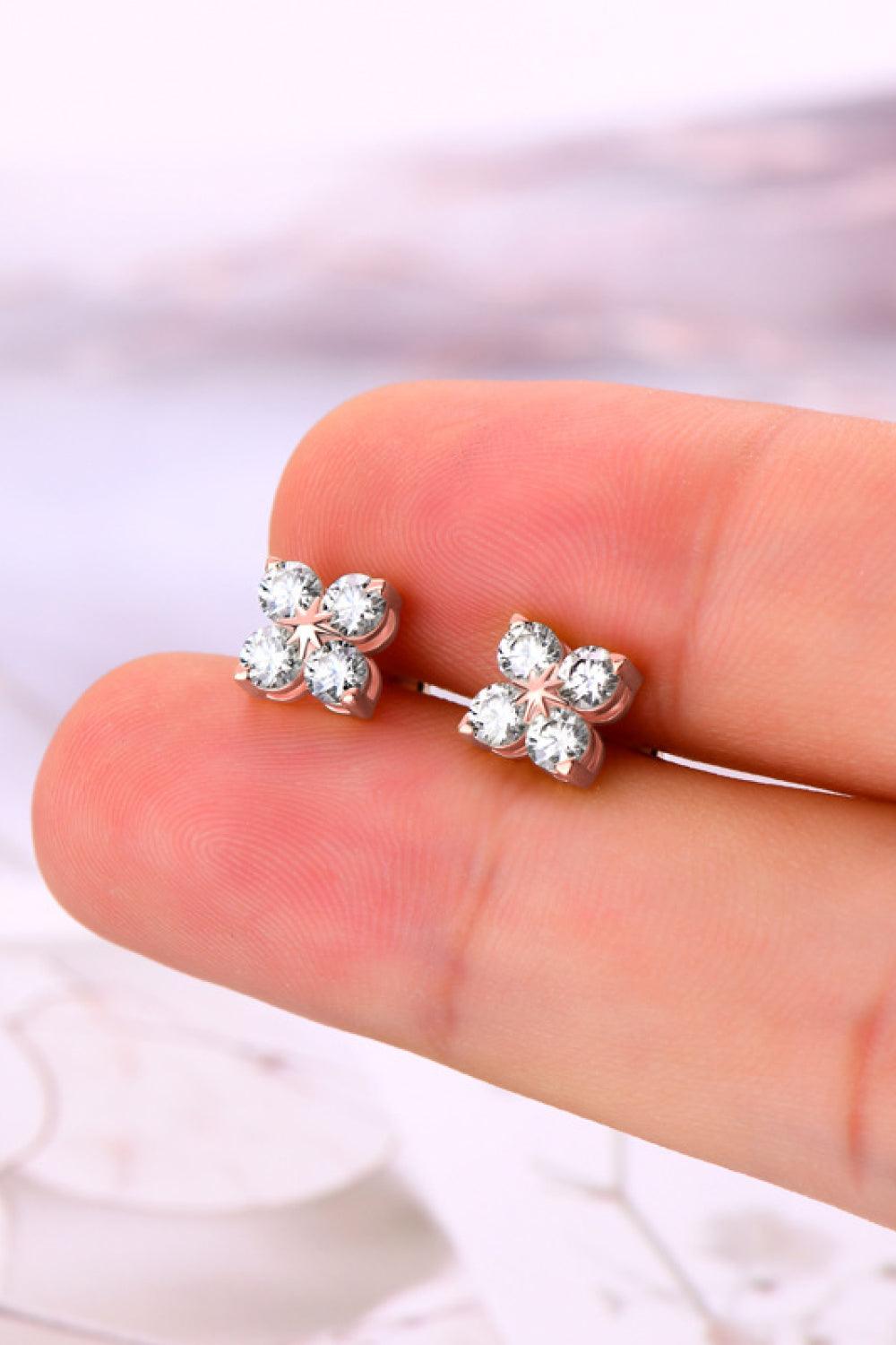 Moissanite 925 Sterling Silver Four-Leaf Clover Shape Earrings Carauana Store