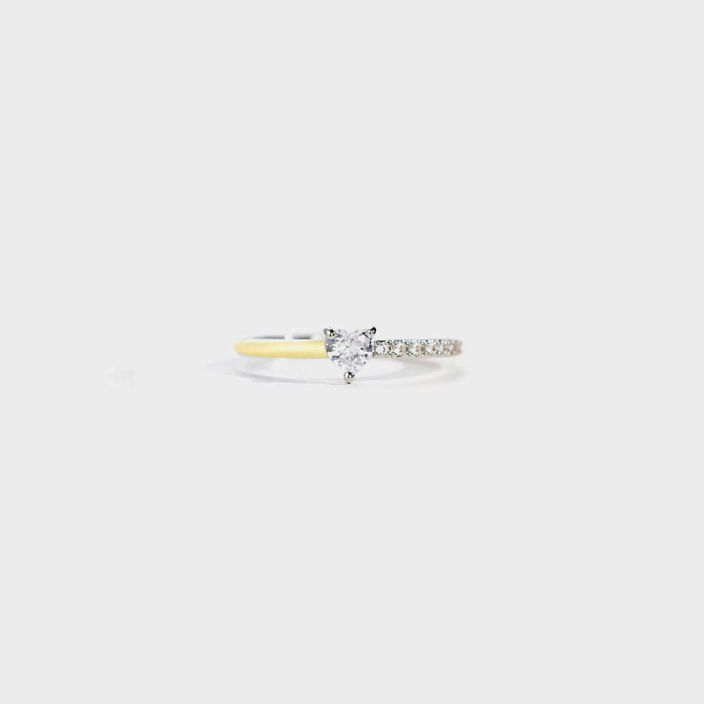 Heart Shape Inlaid Zircon Enamel Ring Carauana Store