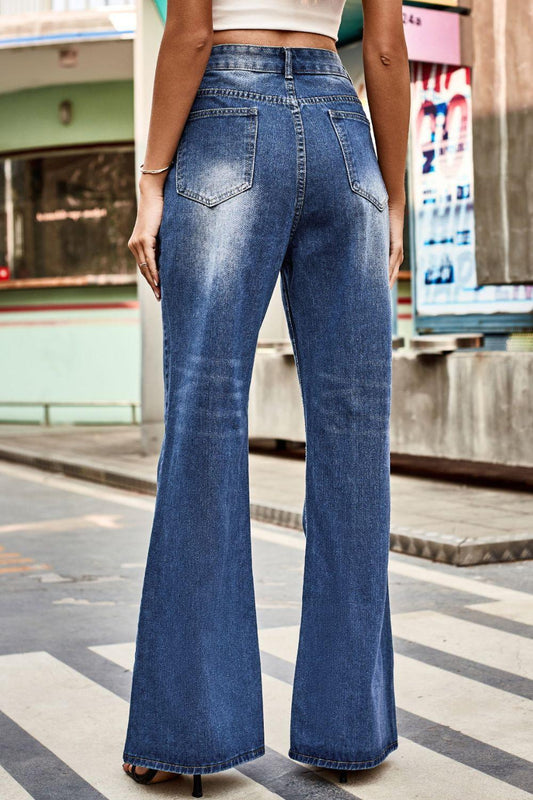 Buttoned Loose Fit Jeans with Pockets Carauana Store