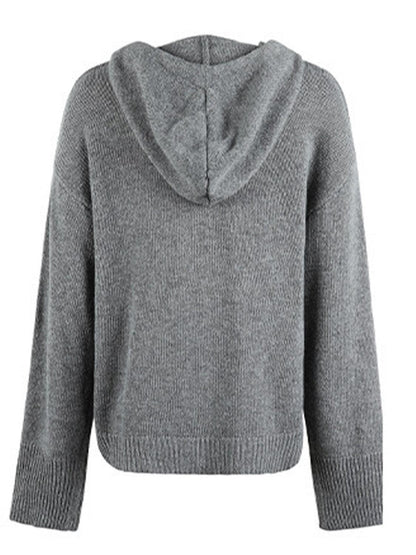 Drawstring Button Up Hooded Cardigan Carauana Store