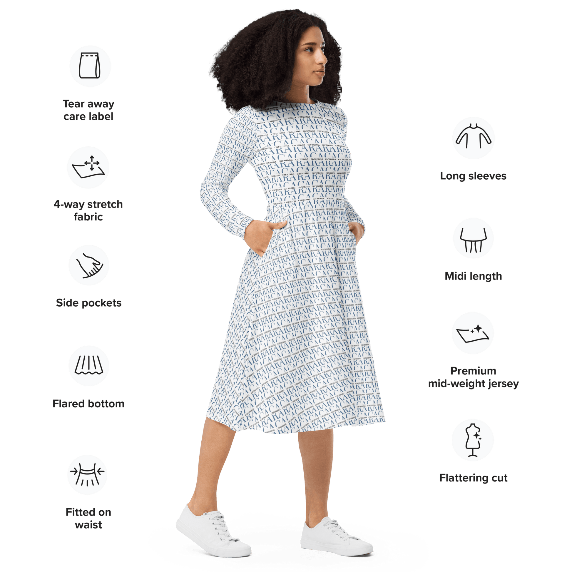 CARAUANA midi dress long sleeve Carauana Store