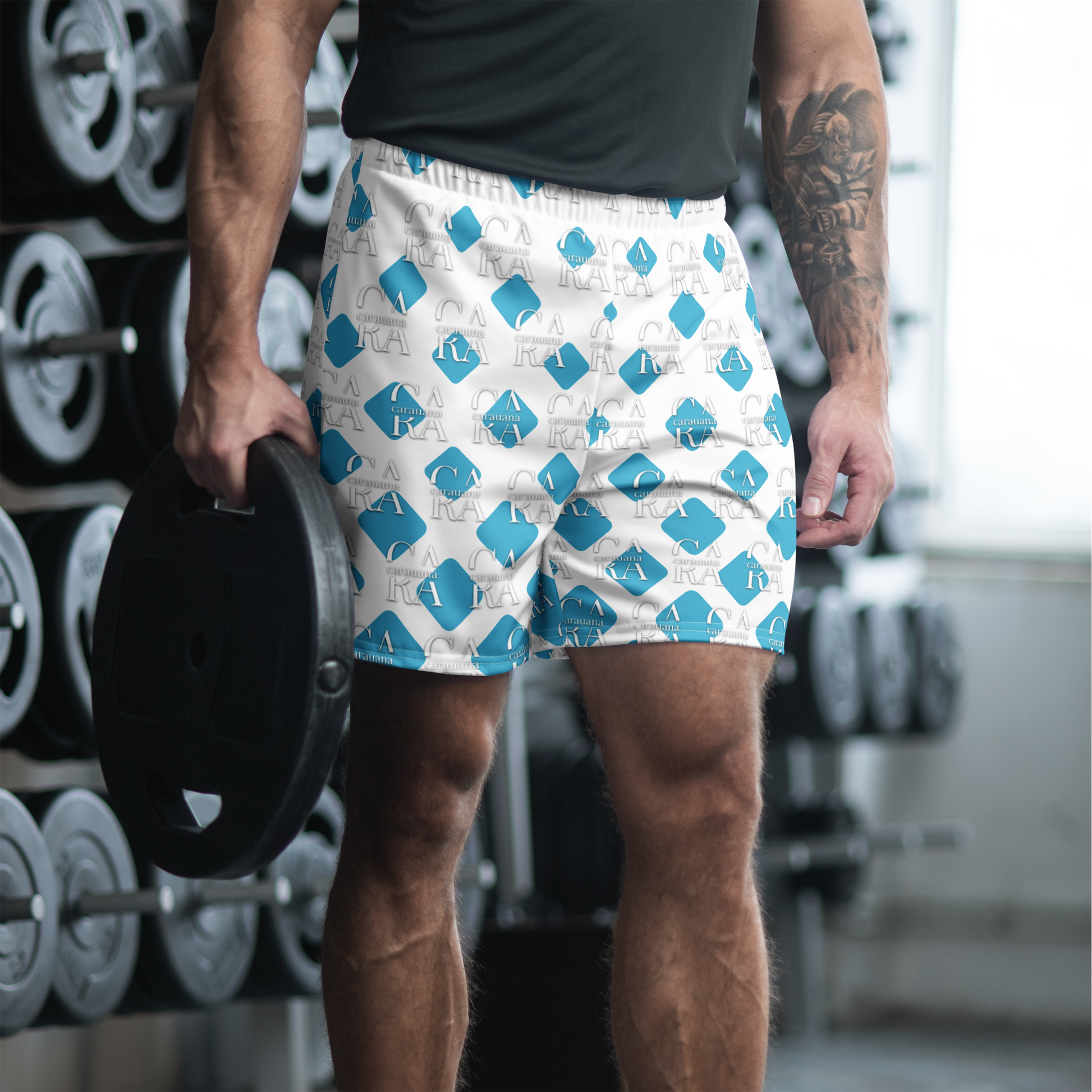 Unisex Athletic Long Shorts CaRaUaNa Cube Style