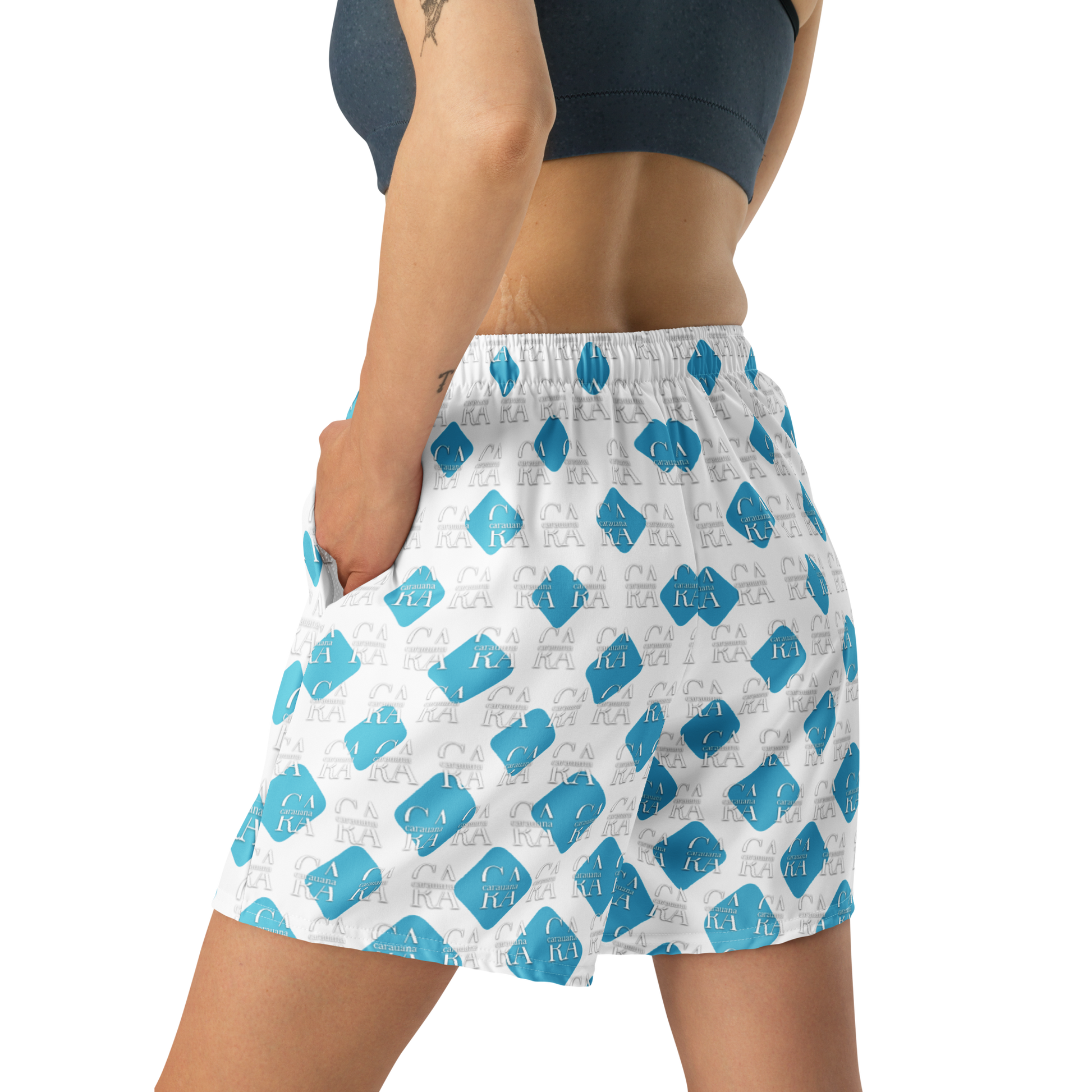 Unisex Athletic Long Shorts CaRaUaNa Cube Style