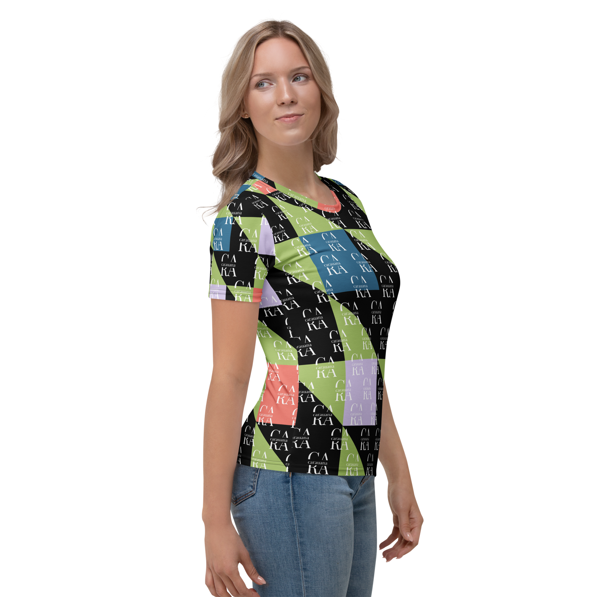 Women's T-shirt Green Black branded Carauana Store