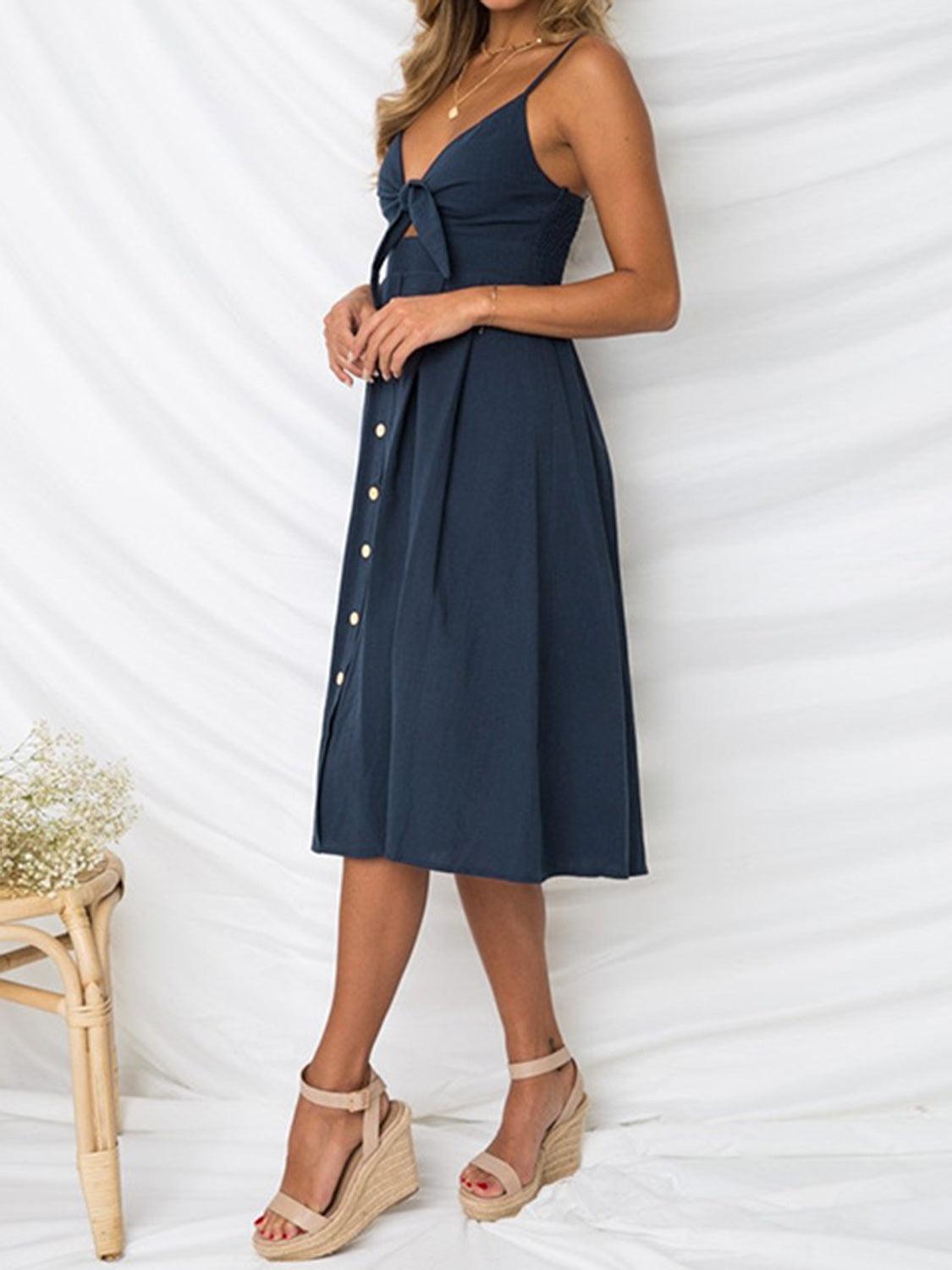 Cutout Smocked Sweetheart Neck Cami Dress Carauana Store