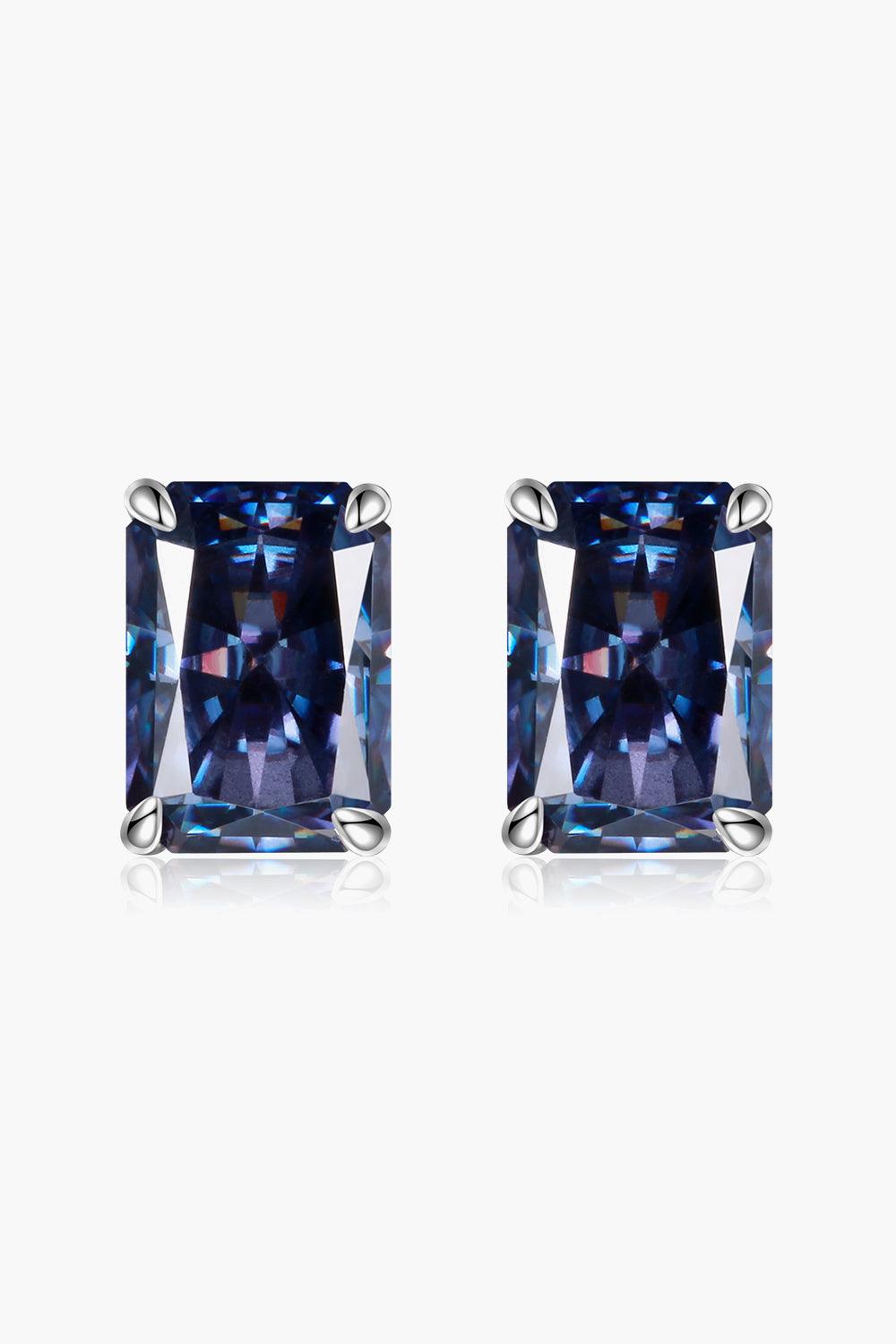 2 Carat Rectangle Moissanite 4-Prong Stud Earrings Carauana Store