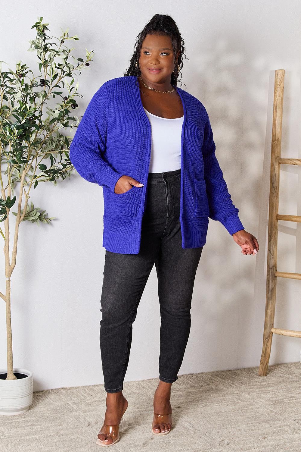 Zenana Full Size Waffle-Knit Open Front Cardigan Carauana Store