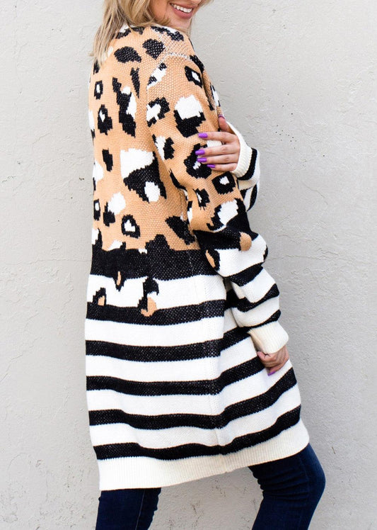 Striped Open Front Longline Cardigan Carauana Store