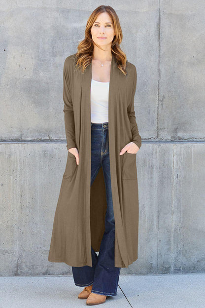 Basic Bae Full Size Open Front Long Sleeve Cover Up Carauana Store