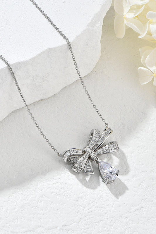 Teardrop Shape 925 Sterling Silver Zircon Pendant Necklace Carauana Store