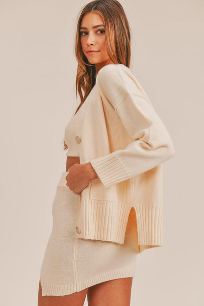 MABLE 3 Pieces Sweater Set with Crop Cami, Mini Skirt, Cardigan Carauana Store