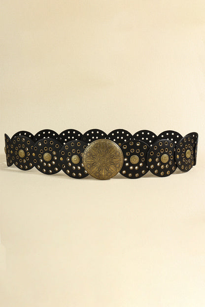 Zinc Alloy PU Disc Belt CaRaUaNa Fashion
