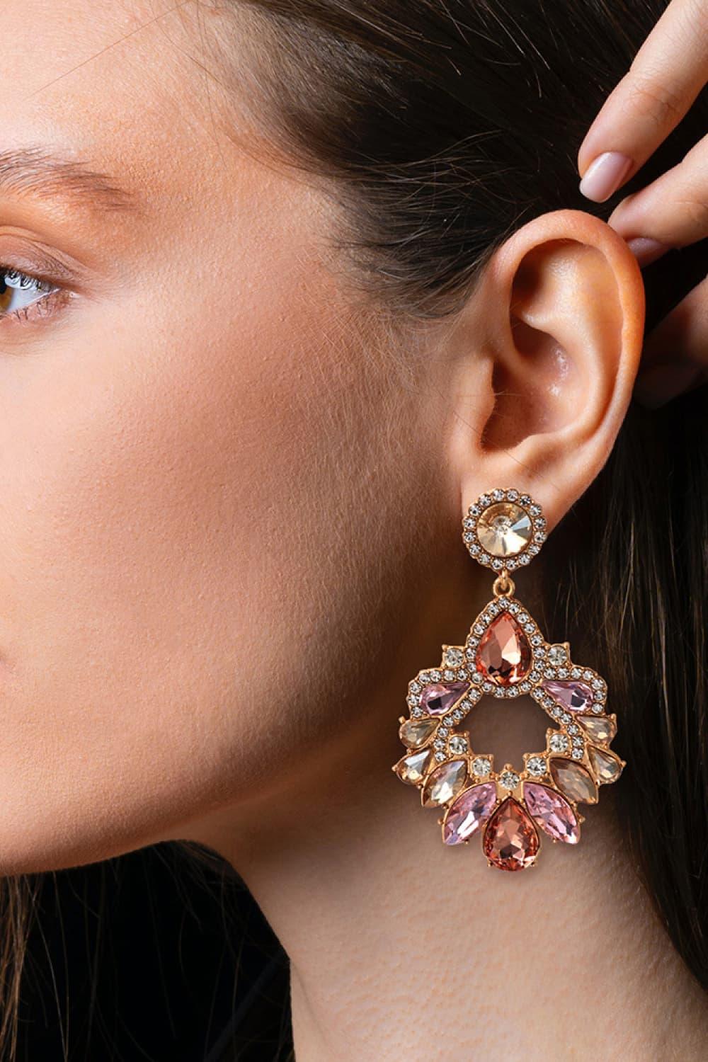 Zinc Alloy Frame Glass Stone Dangle Earrings Carauana Store