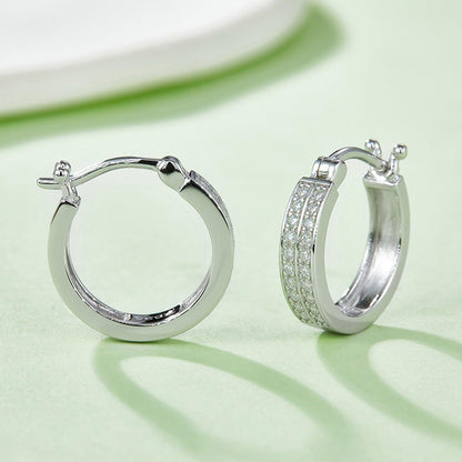 Moissanite 925 Sterling Silver Huggie Earrings CaRaUaNa Fashion