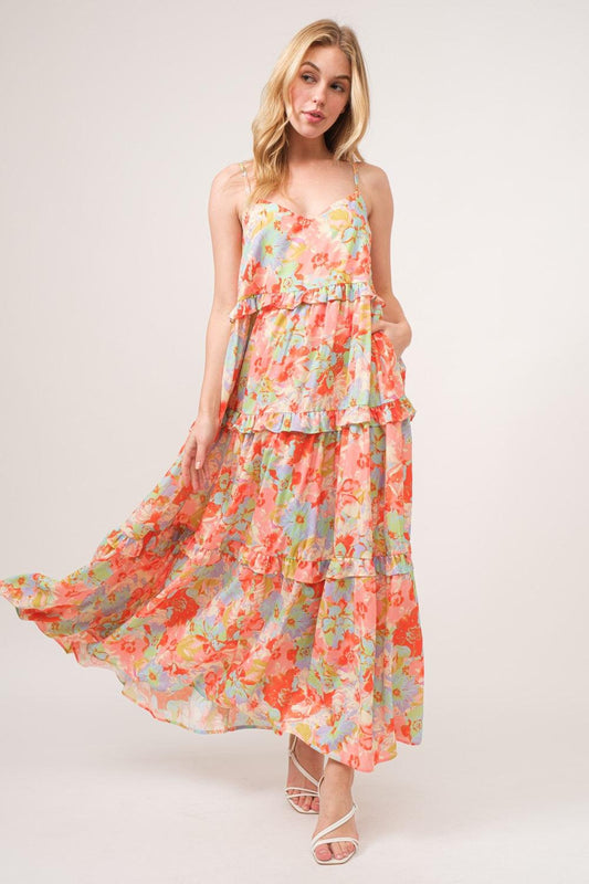 And The Why Floral Ruffled Tiered Maxi Cami Dress Carauana Store