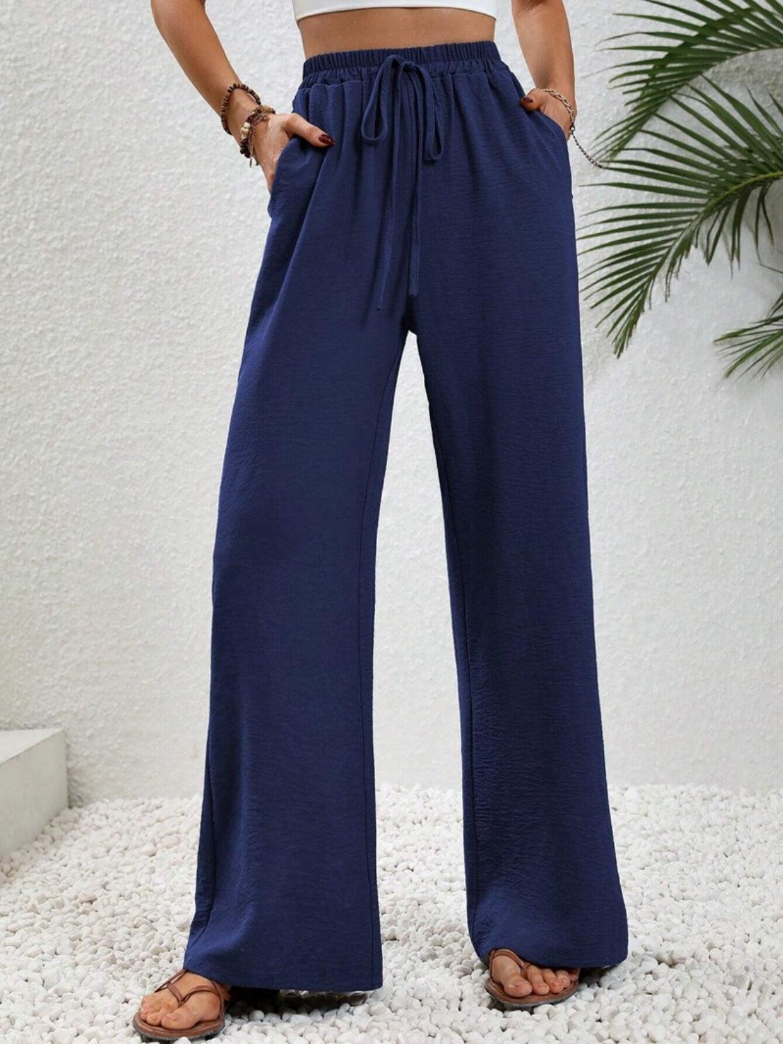 Wide Leg Drawstring Pants Carauana Store