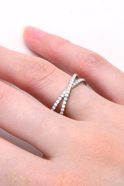 Moissanite 925 Sterling Silver Crisscross Ring Carauana Store