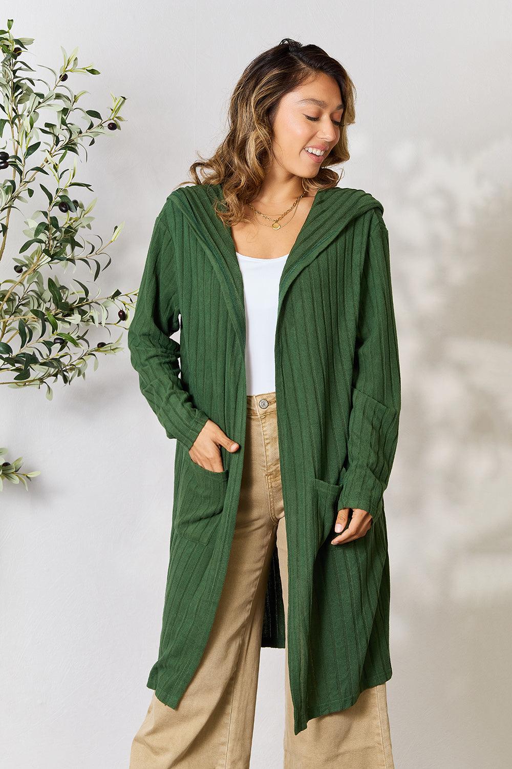 Basic Bae Full Size Hooded Sweater Cardigan Carauana Store