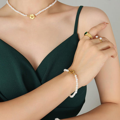 Titanium Steel Pearl Flower Necklace Carauana Store