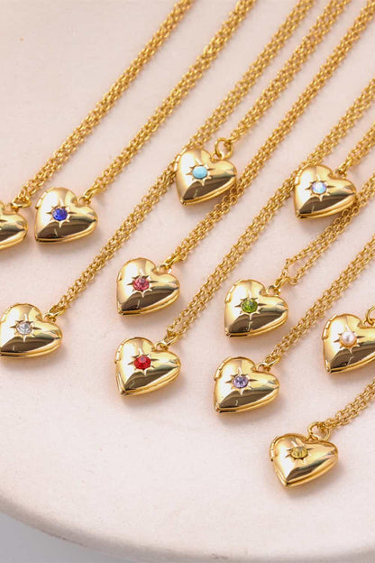 Zircon Heart Shape 14K Gold-Plated Pendant Necklace Carauana Store
