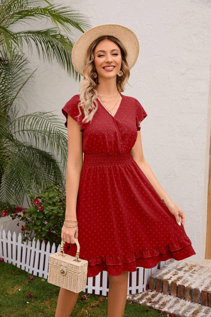 Swiss Dot Cap Sleeve Dress Carauana Store