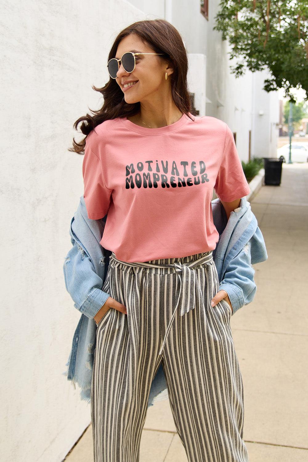 Simply Love Full Size MOTIVATED MOMPRENEUR Short Sleeve T-Shirt Carauana Store