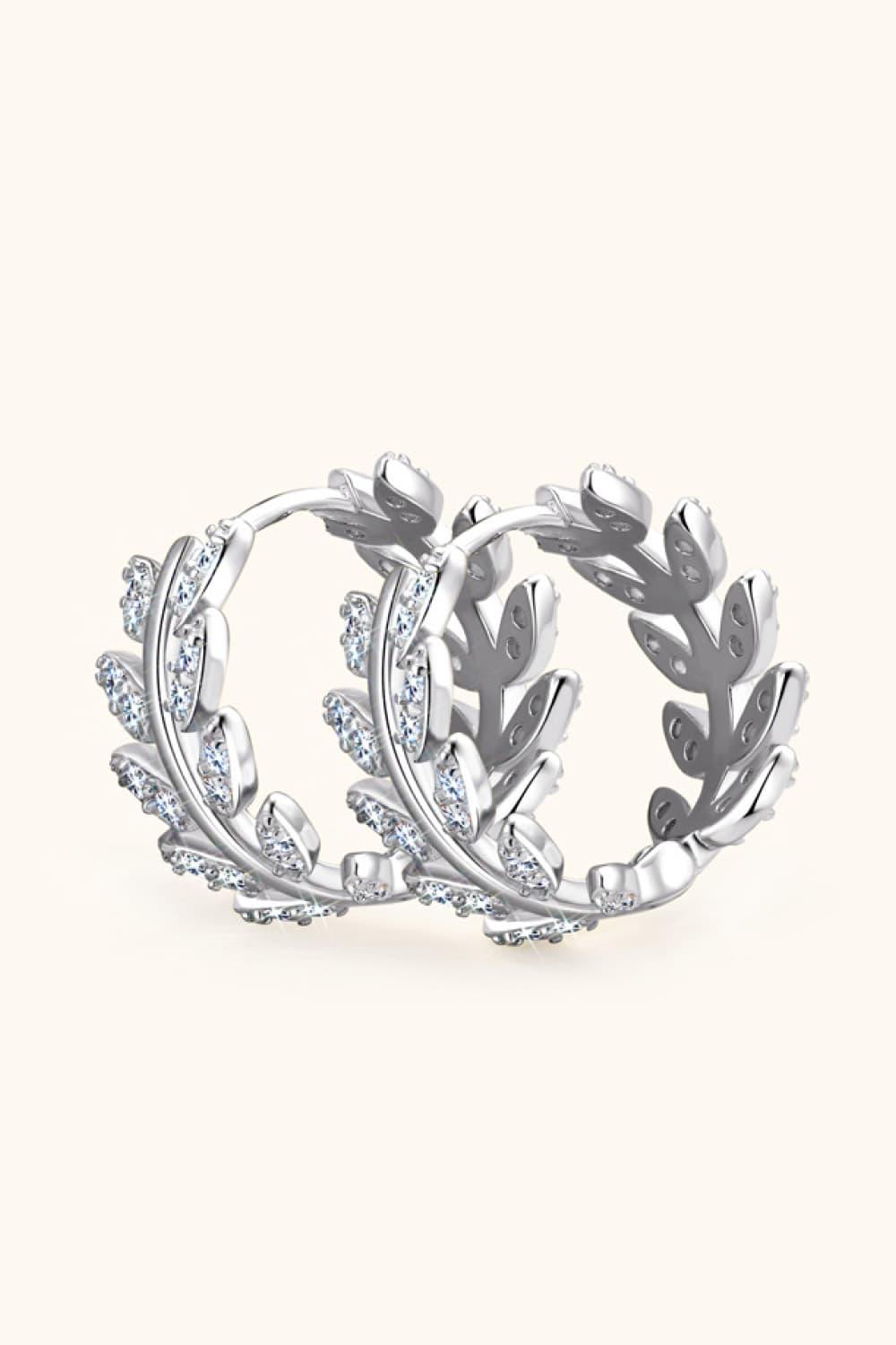 Moissanite Leaf 925 Sterling Silver Earrings Carauana Store