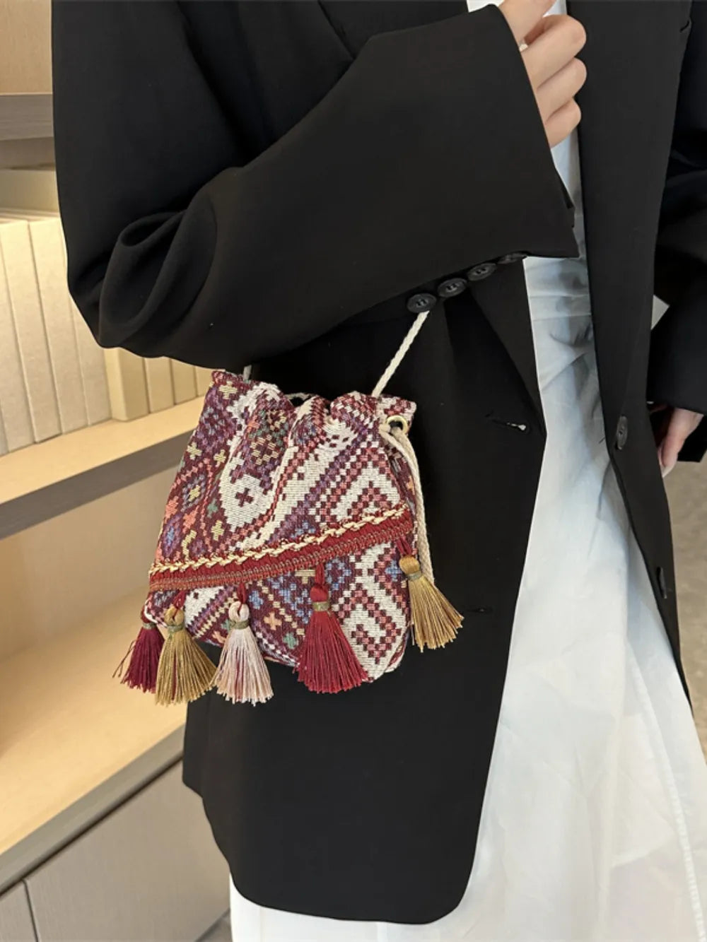 Tassel Spaghetti Strap Shoulder Bag Carauana Store