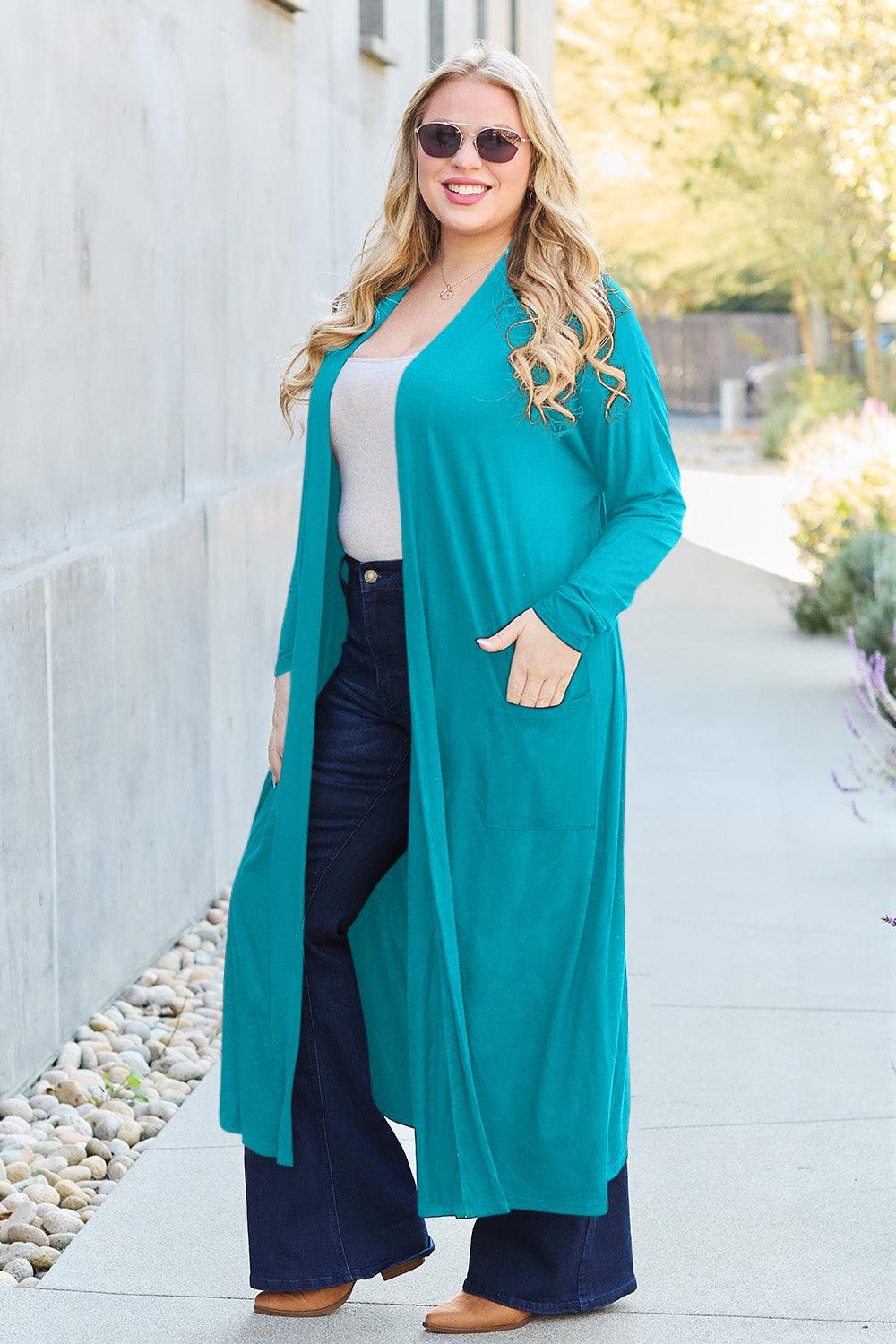 Basic Bae Full Size Open Front Long Sleeve Cover Up Carauana Store