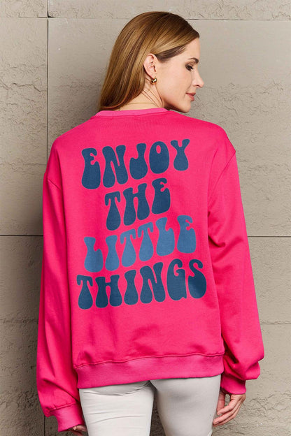 Simply Love Full Size ENJOY THE LITTLE THINGS Round Neck Sweatshirt Carauana Store