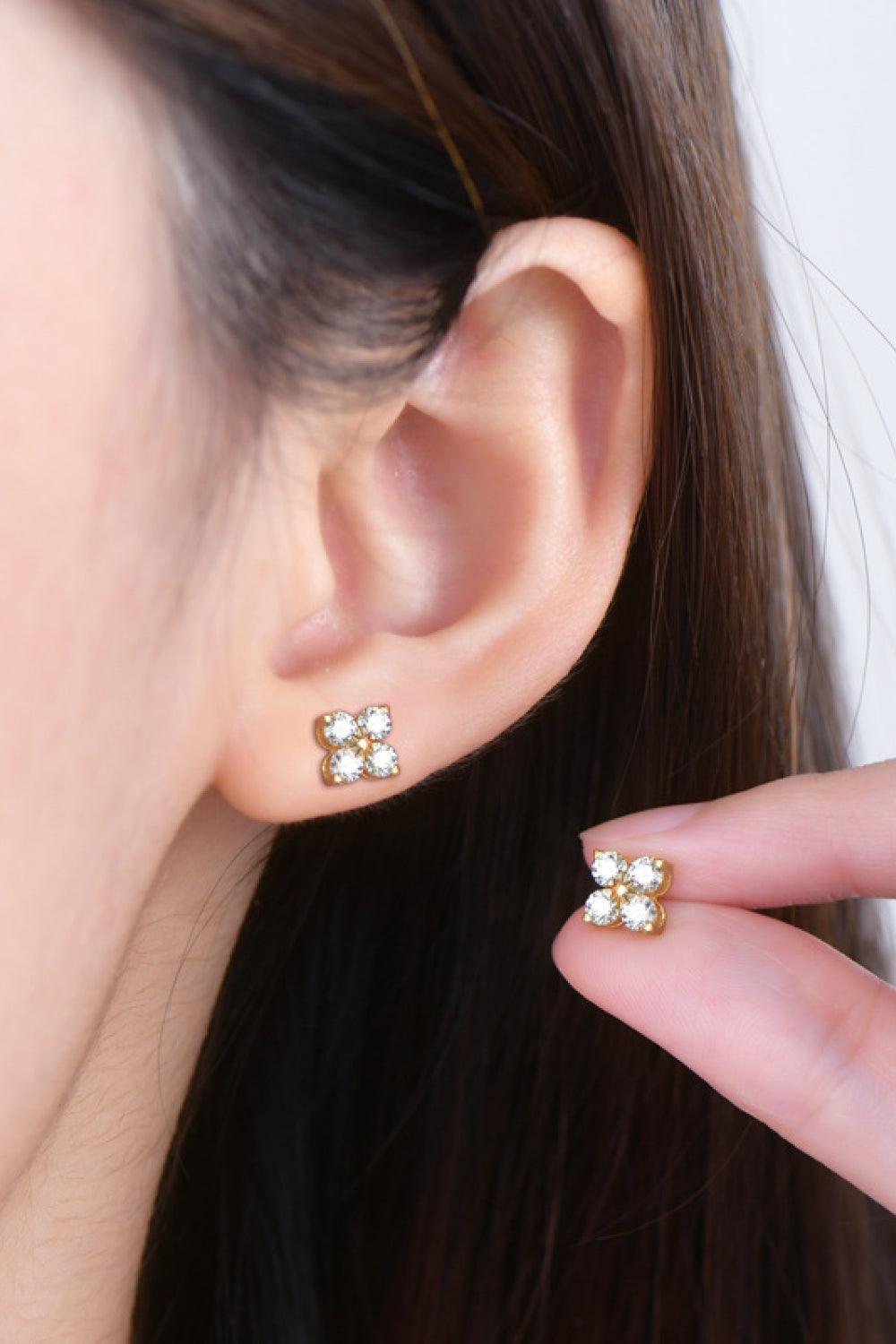 Moissanite 925 Sterling Silver Four-Leaf Clover Shape Earrings Carauana Store