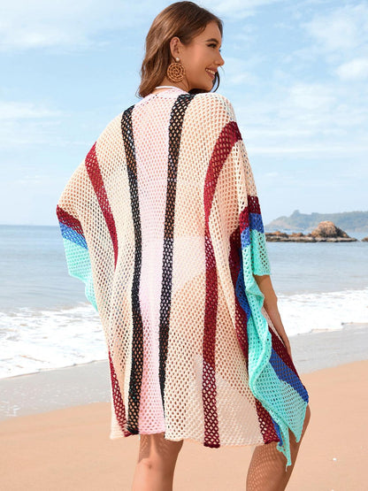 Openwork Color Block Plunge Cover-Up Carauana Store