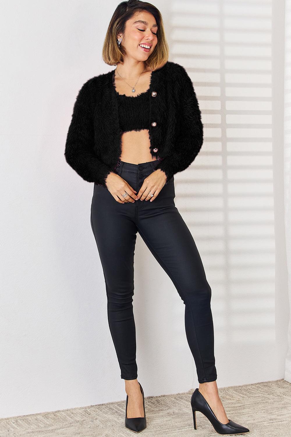 Scoop Neck Vest and Cardigan Sweater Set Carauana Store