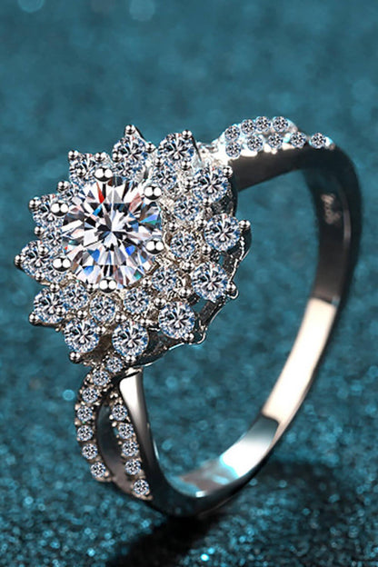 Moissanite Flower-Shape Split Shank Ring CaRaUaNa Fashion