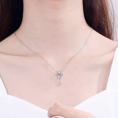 Key Shape Moissanite 925 Sterling Silver Necklace Carauana Store