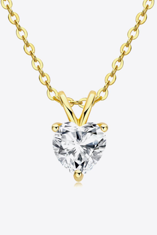 1 Carat Moissanite Heart-Shaped Pendant Necklace Carauana Store
