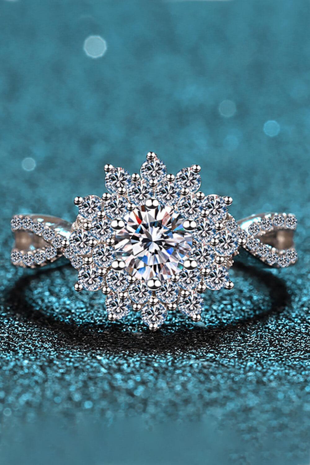 Moissanite Flower-Shape Split Shank Ring CaRaUaNa Fashion