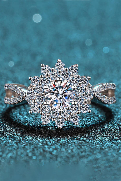 Moissanite Flower-Shape Split Shank Ring CaRaUaNa Fashion