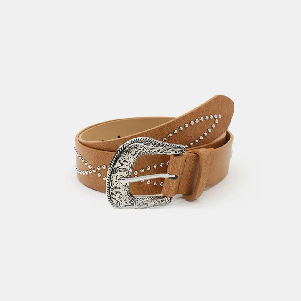 PU Leather Rhinestone Belt CaRaUaNa Fashion