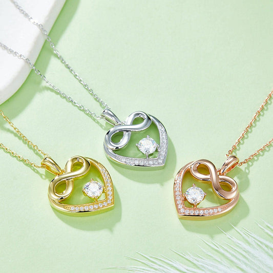 Moissanite 925 Sterling Silver Heart Necklace Carauana Store
