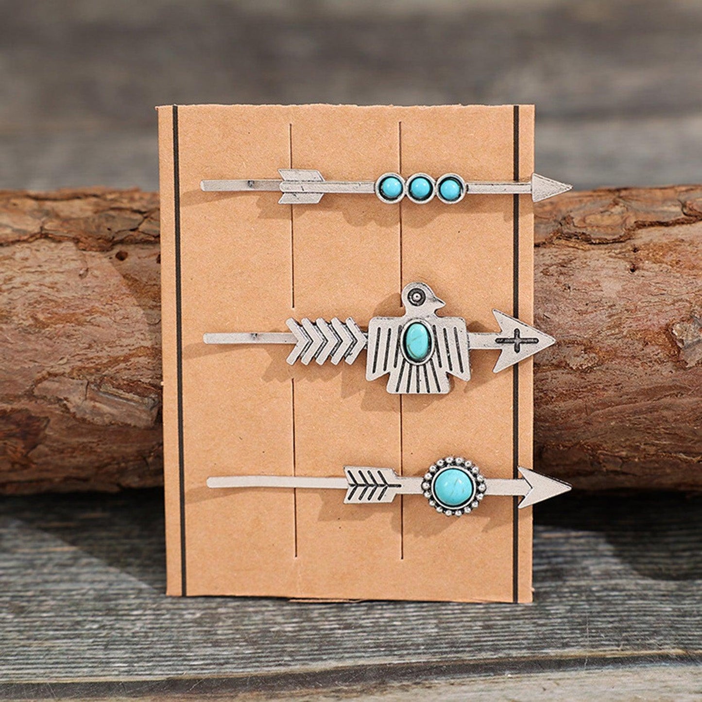 3 PCS/Set Artificial Turquoise Hair Pins Carauana Store