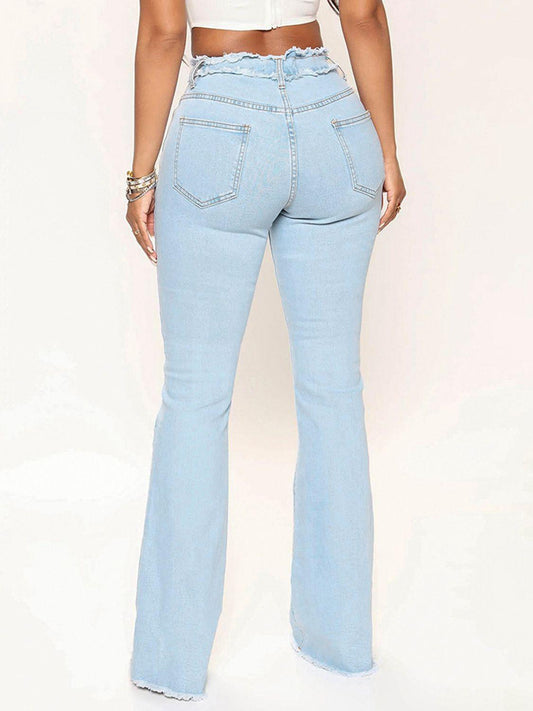 Striped Raw Hem Jeans Carauana Store