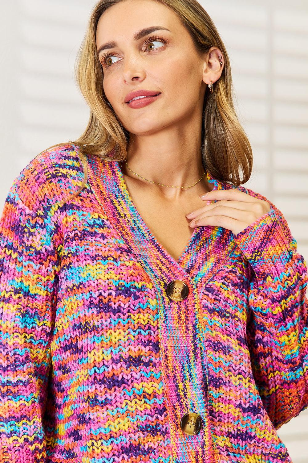 Angel Wings Woven Right V-Neck Long Sleeve Cardigan Carauana Store